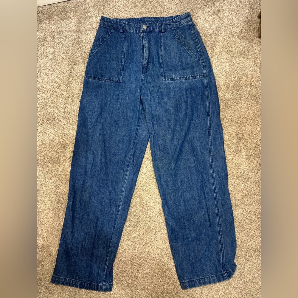 Dangerfield Wide Leg High Rise Ankle Jeans Size 10 Boho hippie baggy